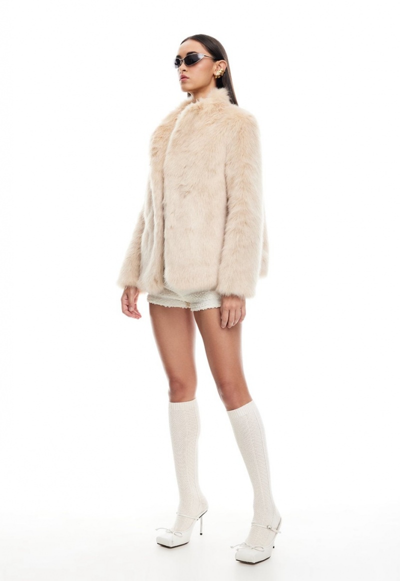 Abrigo Lioness Bada Bing Faux Fur Beige | España-WKADF4567