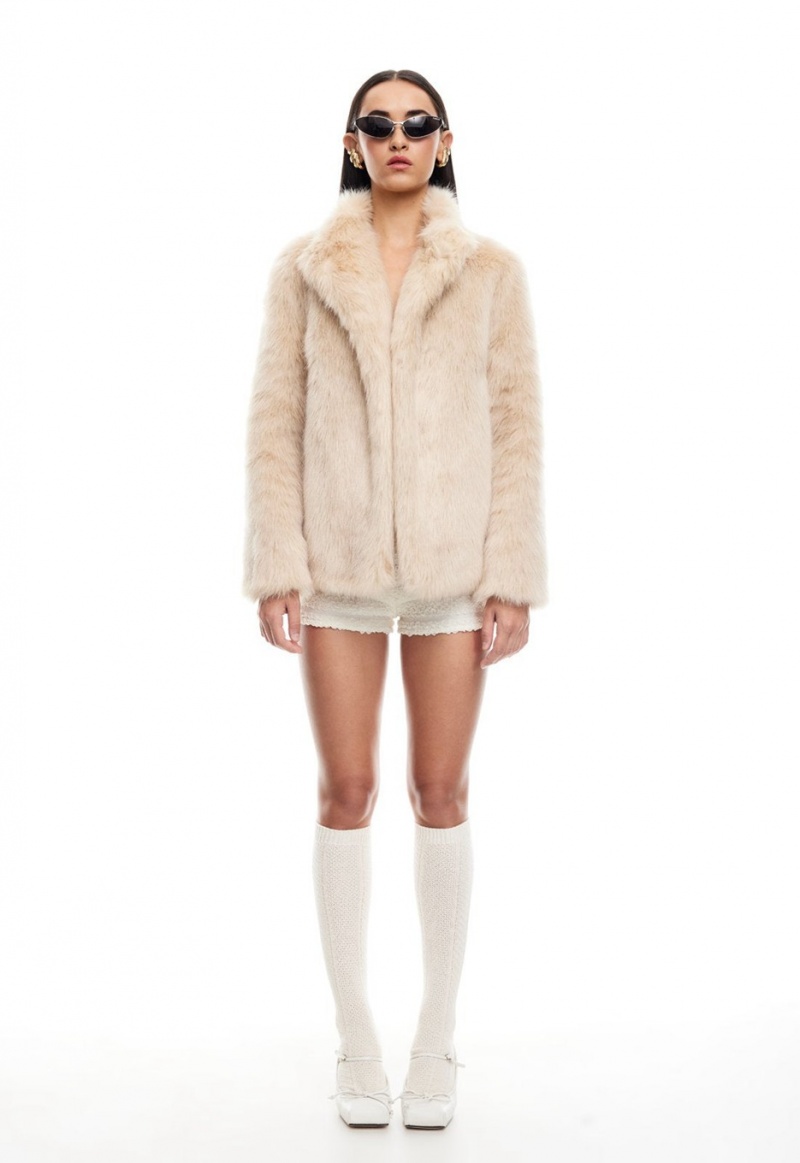 Abrigo Lioness Bada Bing Faux Fur Beige | España-WKADF4567