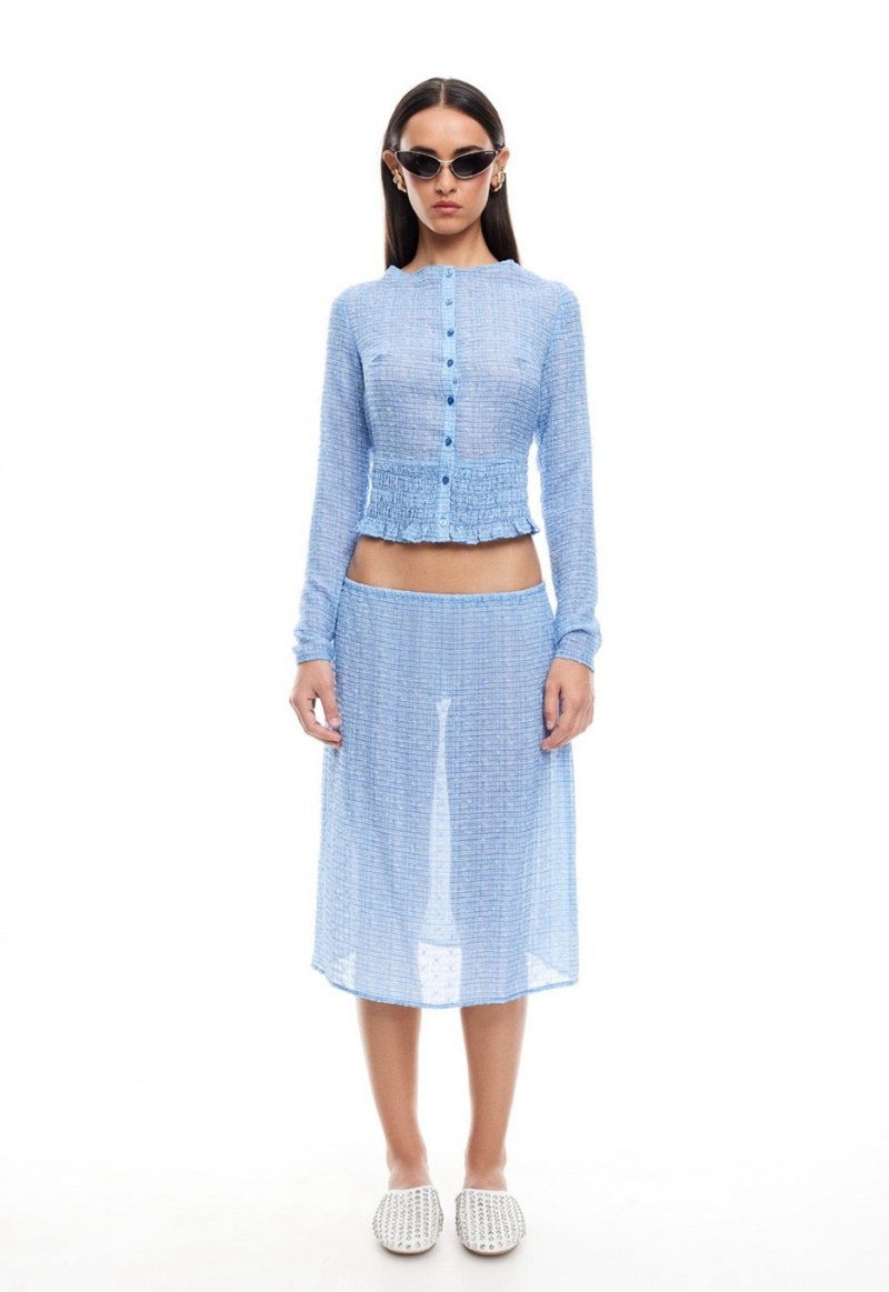 Falda Lioness Poppy Midi Azules Claro | España-GMVWD1582