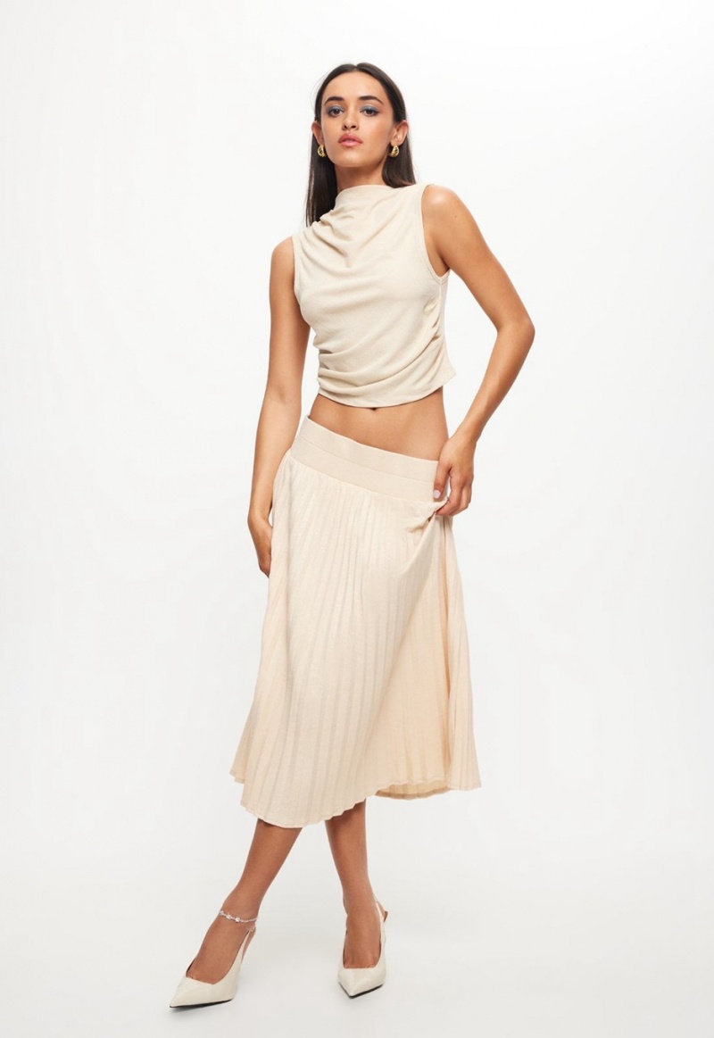 Falda Lioness Sydney Pleat Beige | España-ASTCR8674