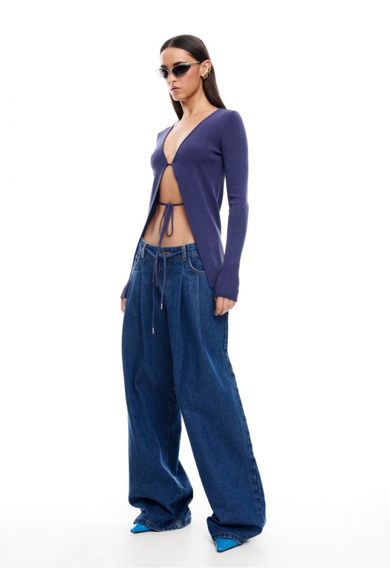 Jeans Lioness Slouched Tie Up Azules Oscuro | España-KBDXY4520