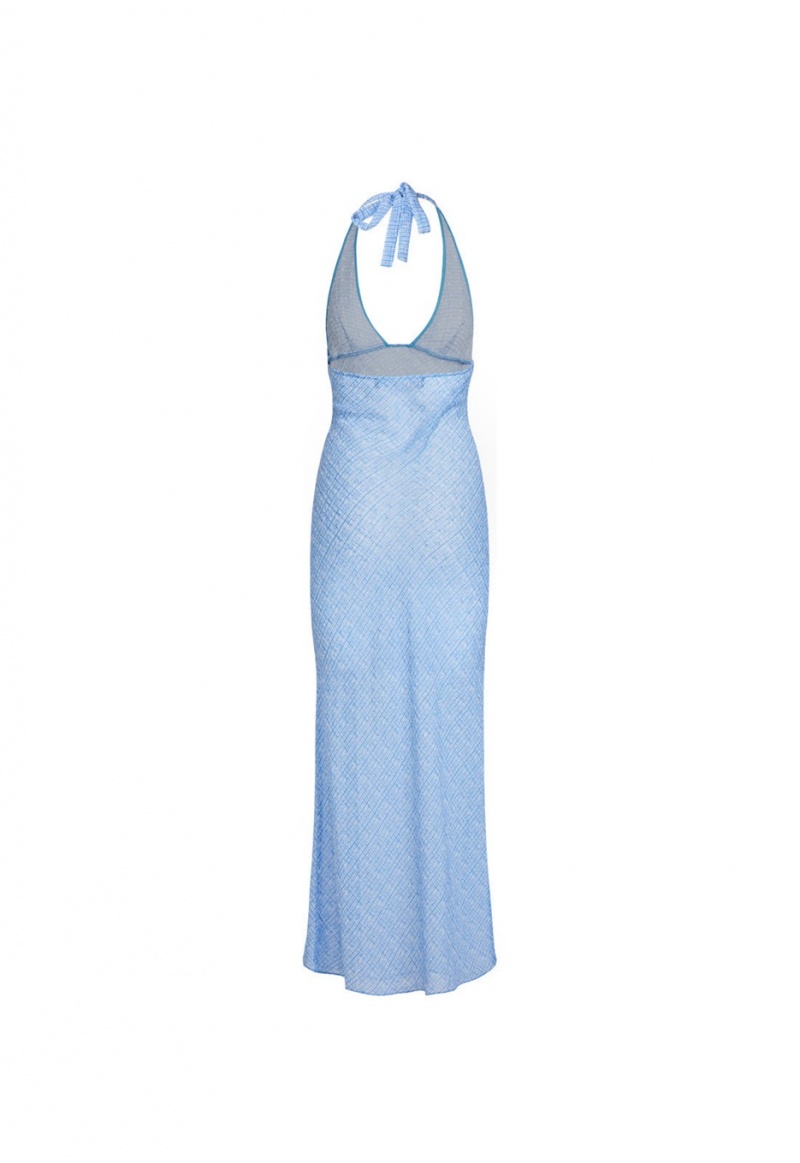 Vestido Largo Lioness Carrie Halter Azules Claro | España-UEDKA6723